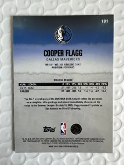 2025-26 Topps Signature Class Chrome #101 Cooper Flagg Lime /175 Rookie (RC) - Image 2