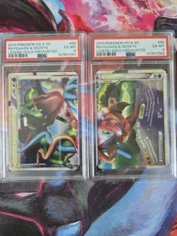 2010 Pokemon Undaunted 89 & 90 Legend Rayquaza Deoxys Holo PSA 6 155479014 - Image 1