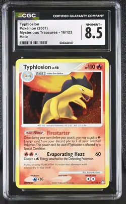 CGC 8.5 Typhlosion 2007 Mysterious Treasures 16/123 Holo Pokemon Card - Image 1