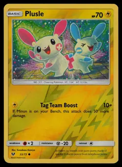 Plusle 33/73 Common Shining Legends Pokemon Reverse Holo Lightly Played - Image 1