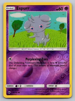 Espurr 59/147 Common Burning Shadows Pokemon Reverse Holo Near Mint - Image 1