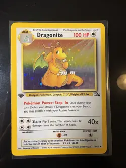 Dragonite #4/62 Fossil 1st Edition Holo Rare Pokemon Card 1999 LP-MP - Image 1