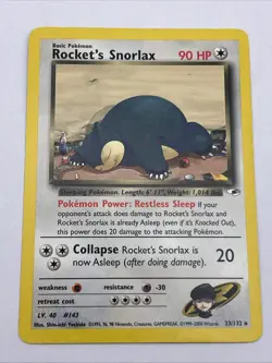 Rocket's Snorlax Gym Heroes 1999 English Regular Rare 33/132 - Image 1