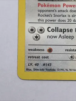 Rocket's Snorlax Gym Heroes 1999 English Regular Rare 33/132 - Image 2