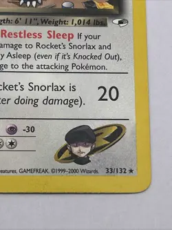 Rocket's Snorlax Gym Heroes 1999 English Regular Rare 33/132 - Image 5