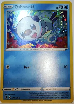 Fart Swirl 🌀 Oshawott SWSH222 Cosmos Holo Heavily Bleed Error Rare Pokemon TCG - Image 1