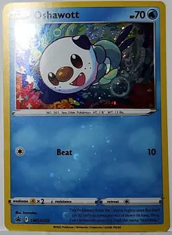Fart Swirl 🌀 Oshawott SWSH222 Cosmos Holo Heavily Bleed Error Rare Pokemon TCG - Image 2