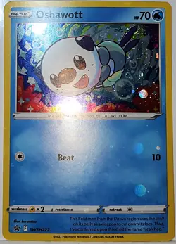 Fart Swirl 🌀 Oshawott SWSH222 Cosmos Holo Heavily Bleed Error Rare Pokemon TCG - Image 3