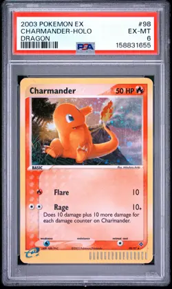 2003 POKEMON EX DRAGON #98 CHARMANDER-HOLO PSA 6 - Image 1