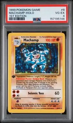 1999 POKEMON GAME 1ST EDITION #8 MACHAMP-HOLO PSA 4 - Image 1