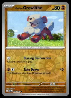 Hisuian Growlithe 099/167 Common Twilight Masquerade Pokemon Reverse Holo NM - Image 1