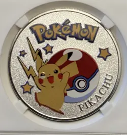 Pokemon Pikachu Collectible Commemorative Metal Coin in Slab - Image 3