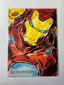 2024 UD Marvel Renditions Iron Man Sketch Artist Marcus D. Newsome 1/1 - Image 1