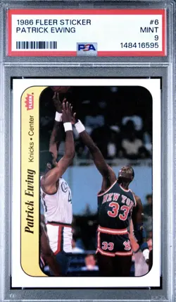 Fleer 1986-87 Stickers Patrick Ewing #6 Knicks Rookie PSA 9 Mint - Image 1