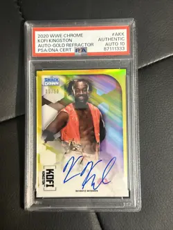 Topps Chrome WWE Kofi Kingston Gold Refractor Auto /50 PSA Authentic PSA 10 Auto - Image 1