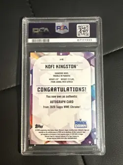 Topps Chrome WWE Kofi Kingston Gold Refractor Auto /50 PSA Authentic PSA 10 Auto - Image 2