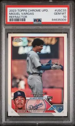 2023 Topps Chrome Update Miguel Vargas Refractor PSA 10 GEM ROOKIE RC #USC33 - Image 1