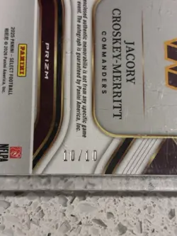 2025 Select 10/10 Jacory Croskey-Merritt Gold Patch Autograph RPA #JRS-JCM RC - Image 3