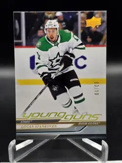 Logan Stankoven Young Guns High Gloss / 10 2022-23 Upper Deck Hurricanes - Image 1