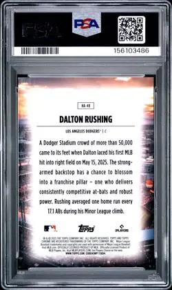 2025 Topps Chrome Update Home Field Advantage Dalton Rushing PSA 10 Dodgers - Image 2