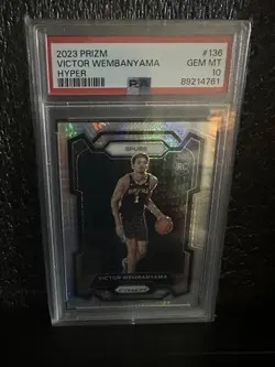 2023 PANINI PRIZM HYPER PRIZM #136 VICTOR WEMBANYAMA ROOKIE RC PSA 10 SPURS🔥 - Image 1