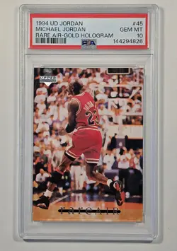1994 UPPER DECK MICHAEL JORDAN #45 RARE AIR - GOLD HOLOGRAM - LOW POP 5 PSA 10 - Image 1