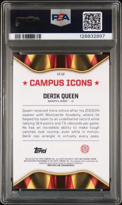 2024 BOWMAN CHROME UNIVERSITY CAMPUS ICONS #CI12 DERIK QUEEN 5/48 PSA 10 - Image 2