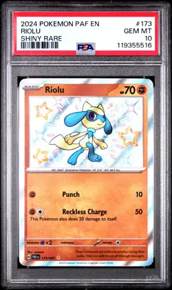 2024 POKEMON PAF EN-PALDEAN FATES SHINY RARE #173 RIOLU PSA 10 - Image 1