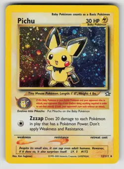 Pichu 12/111 Rare Neo Genesis Pokemon 1st Edition Holo Lightly Played - Image 1