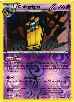 Pokemon TCG Cofagrigus Noble Victories 47/101 Reverse Holo Rare NM - Image 1