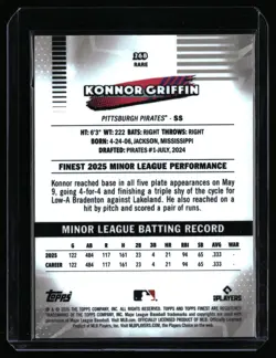2026 Topps Finest #268 Konnor Griffin RC Rare Pirates - Image 2