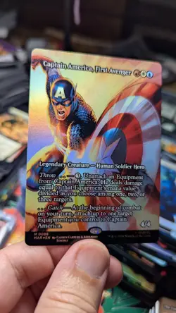 1x Captain America First Avenger Borderless FOIL Marvel MAR NM Magic MTG EDH x1 - Image 1