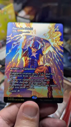 1x Patriotic Shield FOIL Sword Of Fire & Ice Borderless Marvel MAR NM Magic MTG - Image 1
