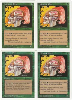 MTG Llanowar Elves x4 4th 5th Edition Anthologies Common LP/MP Playset - Image 1
