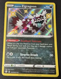 Galarian Zigzagoon SV078/SV122 Shining Fates: Shiny Vault Holo - Pokemon Card - Image 1