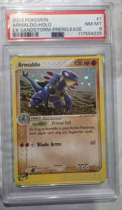Prerelease Sandstorm Promo Armaldo Pokemon EX #1 2003 PSA 8 Stamped Holo Swirl - Image 3