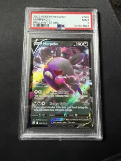 2022 POKEMON SWORD & SHIELD BRILLIANT STARS 095 MORPEKO V PSA MINT 9 - Image 1