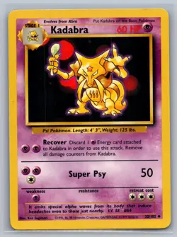 Kadabra 32/102 Uncommon Base Set Unlimited Pokemon Near Mint - Image 1
