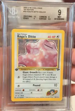 Koga’s Ditto 1st Edition BGS 9 2000 Pokemon Gym Challenge GREAT SUBS CLEAN - Image 1