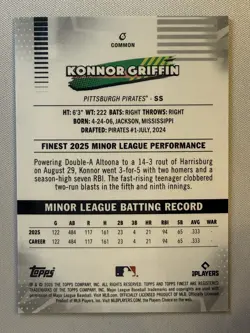 2026 Finest #6 Konnor Griffin Pittsburgh Pirates - Image 2