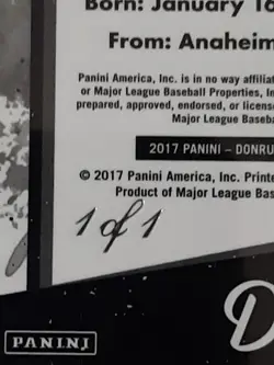 Mark Trumbo 2017 Panini Optic Donruss DK Gold Vinyl Prizm Card No.3 # One Of One - Image 3