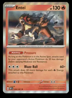 ENTEI 030/197 RARE OBSIDIAN FLAMES POKEMON HOLO NM - Image 1