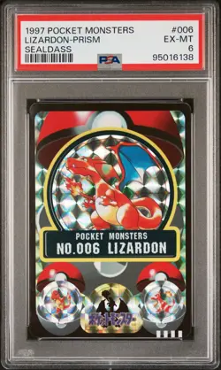 1997 POCKET MONSTERS SEALDASS SER 1 #006 LIZARDON-PRISM PSA 6 - Image 1