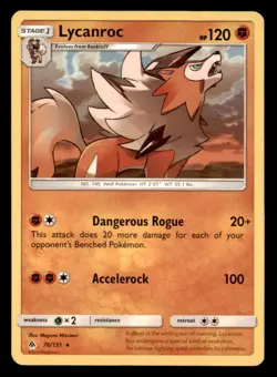 Lycanroc 76/131 Rare Forbidden Light Pokemon Moderately Played - Image 1