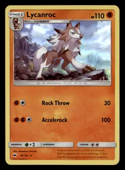 Lycanroc 76/147 Rare Burning Shadows Pokemon Moderately Played - Image 1