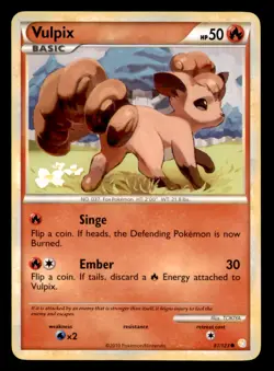 Vulpix 87/123 Common HeartGold & SoulSilver Pokemon Moderately Played - Image 1