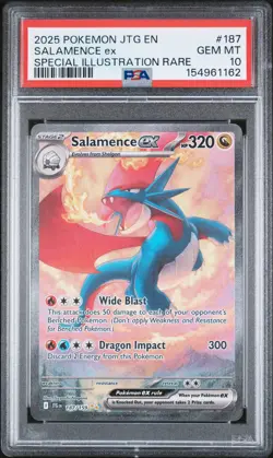 2025 POKEMON JTG EN-JOURNEY TOGETHER #187 SALAMENCE EX PSA 10 - Image 1