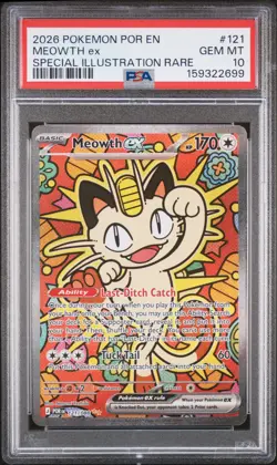 2026 POKEMON POR EN-PERFECT ORDER SPECIAL ILLUSTRATION RARE MEOWTH EX PSA 10 - Image 1