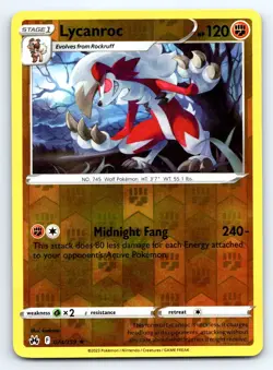 Pokemon Lycanroc Crown Zenith CRZ Reverse Holofoil 074/159 LP TCG - Image 1