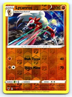 Pokemon Lycanroc SWSH04: Vivid Voltage SWSH04 Reverse Holo 095/185 NM Rare - Image 1